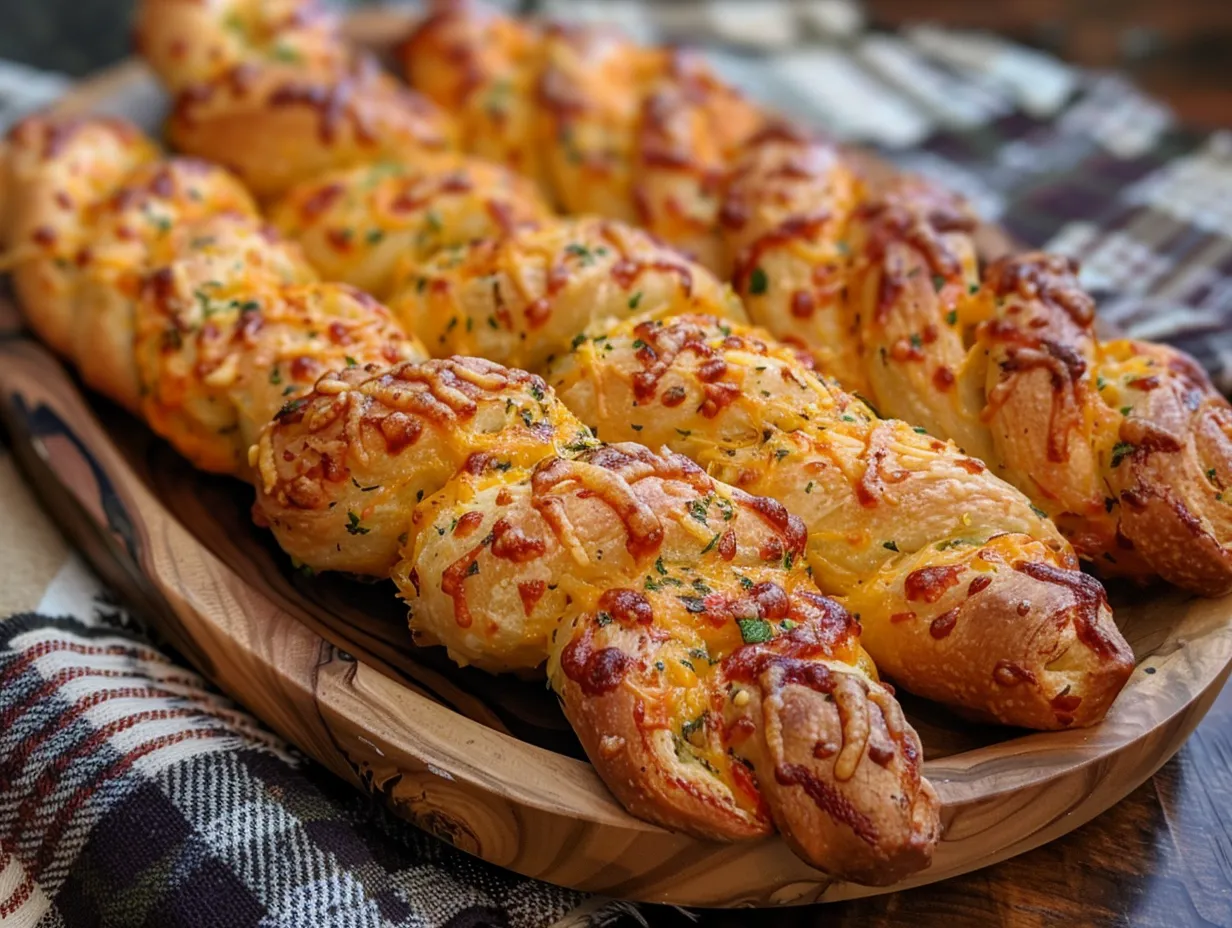 A plate of golden brown and delicious spicy jalapeno popper twists, fresh from the oven.