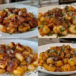 Appetizing Butternut Squash Gnocchi with Sausage on a Rustic Plate