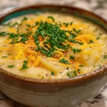 Bowl of Cheddar Garlic Herb Potato Soup