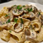 Bowl of Delicious Vegan Mushroom Stroganoff