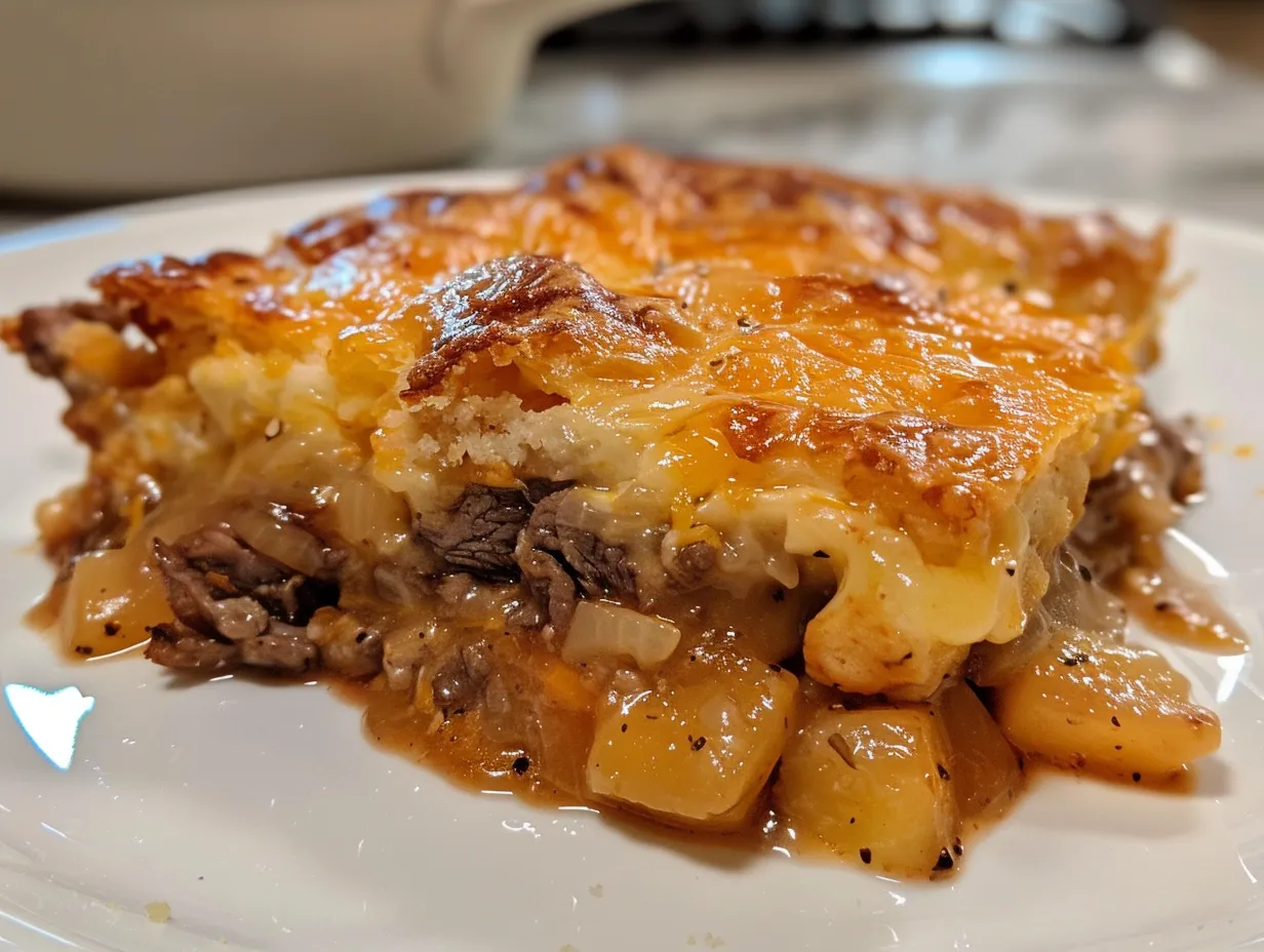 Delicious Cheddar Bay Philly Cheese Steak Cobbler