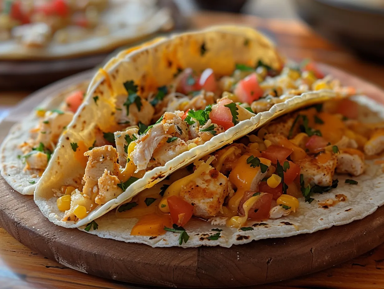 Delicious Queso Chicken Tacos