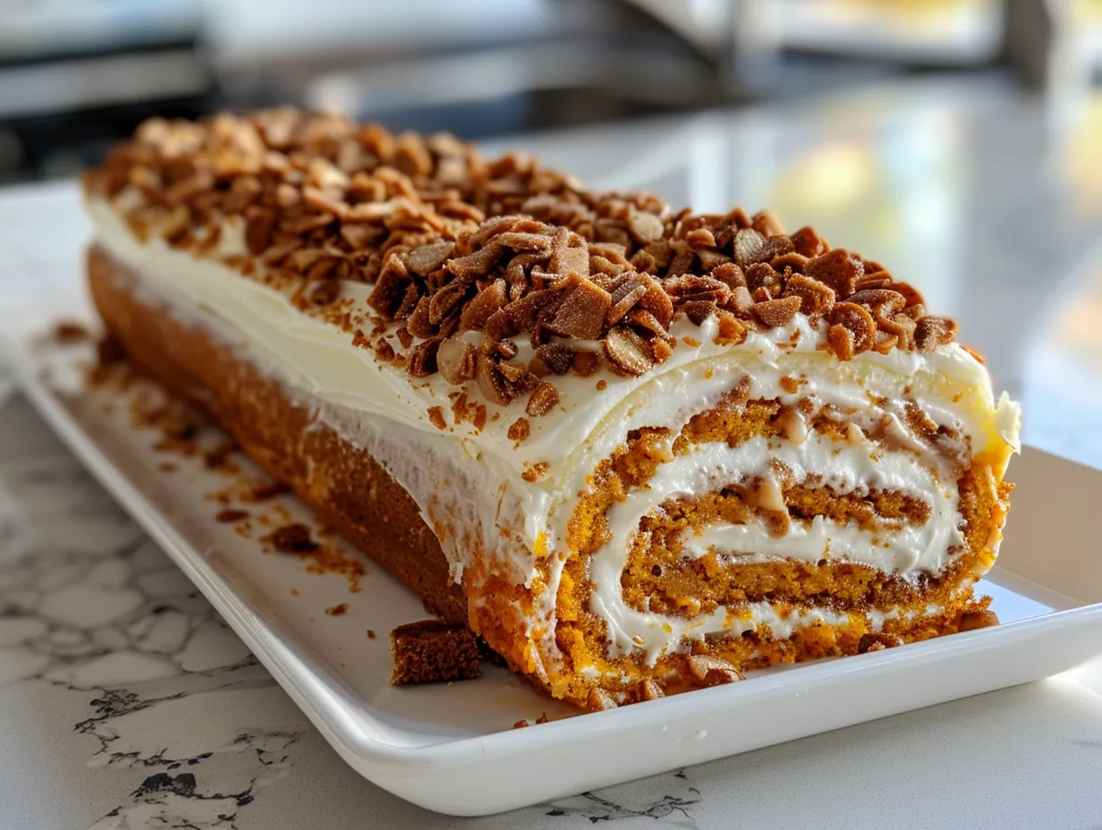 Delicious Slice of Pumpkin Spice Cake Roll Bliss