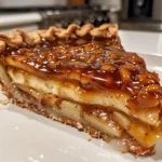 Delicious Slice of Salted Caramel Apple Cheesecake Pie