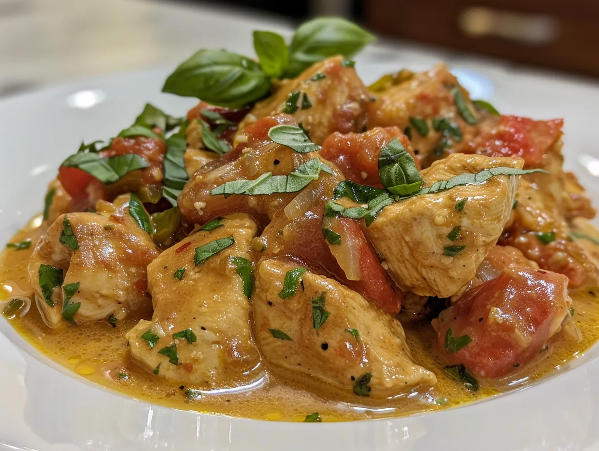 Delicious Slow Cooker Creamy Tomato Basil Chicken