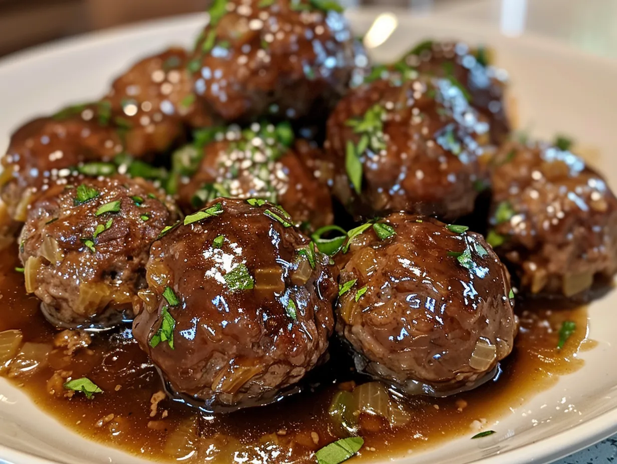 Delicious Slow Cooker Salisbury Steak Meatballs