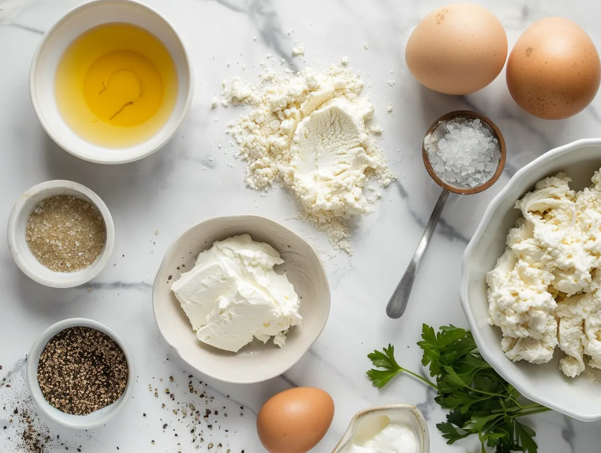 Ingredients for Cream Cheese Tortilla Bites including tortillas, cream cheese, cheddar cheese, green onions, and black olives