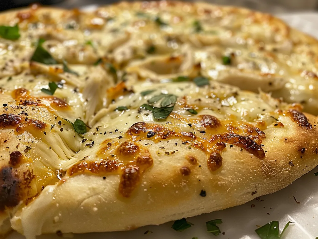 Irresistible Roasted Garlic White Chicken Pizza