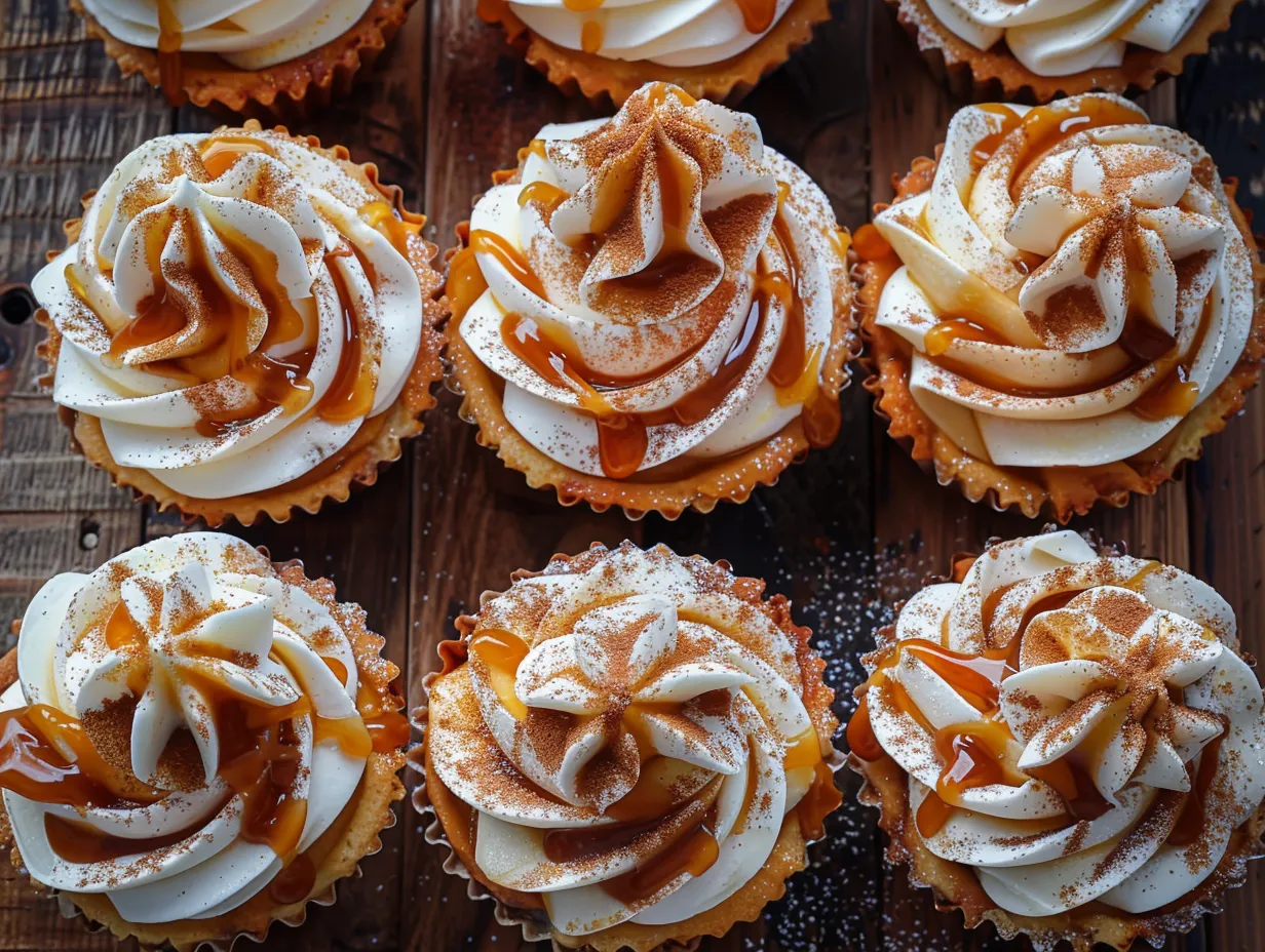 Overhead Shot of Delicious Caramel Apple Dessert Cups
