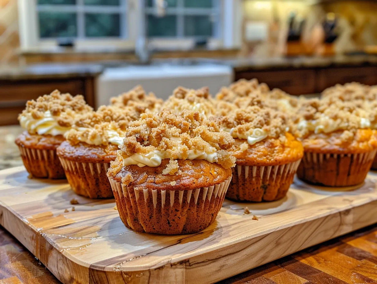 Pumpkin Streusel Muffins with Cream Cheese Filling Display