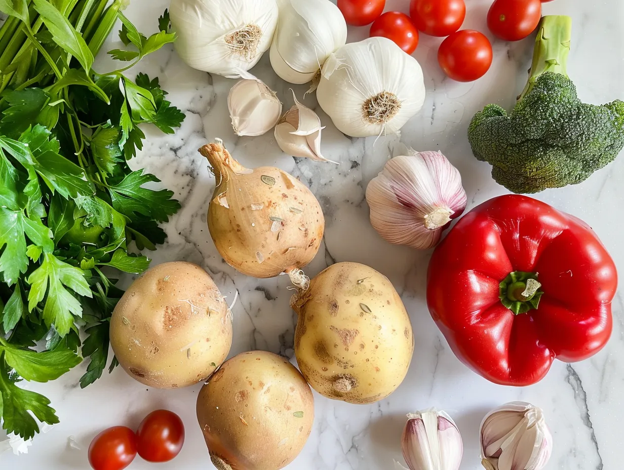 Raw ingredients for preparing Italian Penicillin Soup