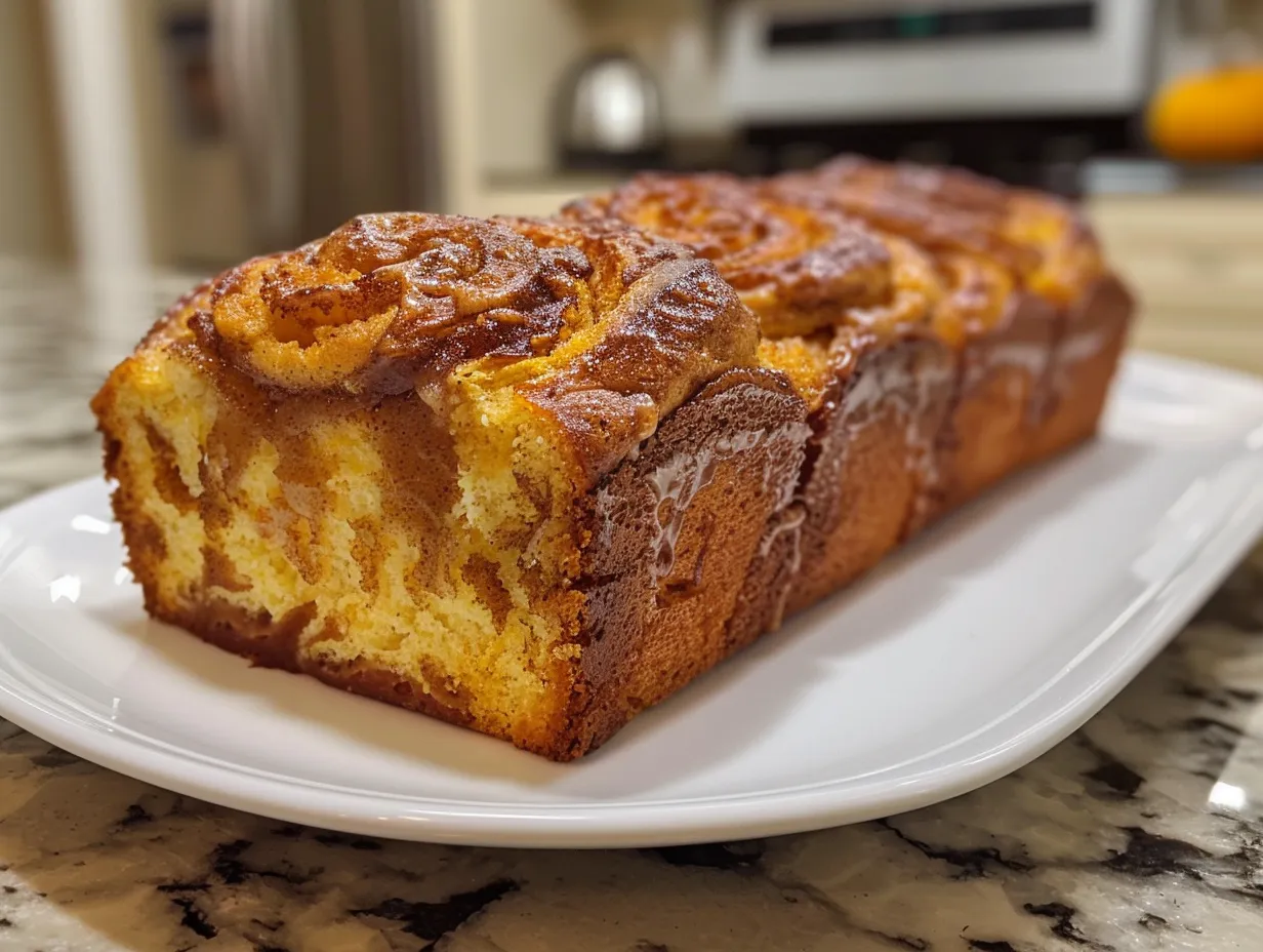 Warm Pumpkin Cinnamon Swirl Bread