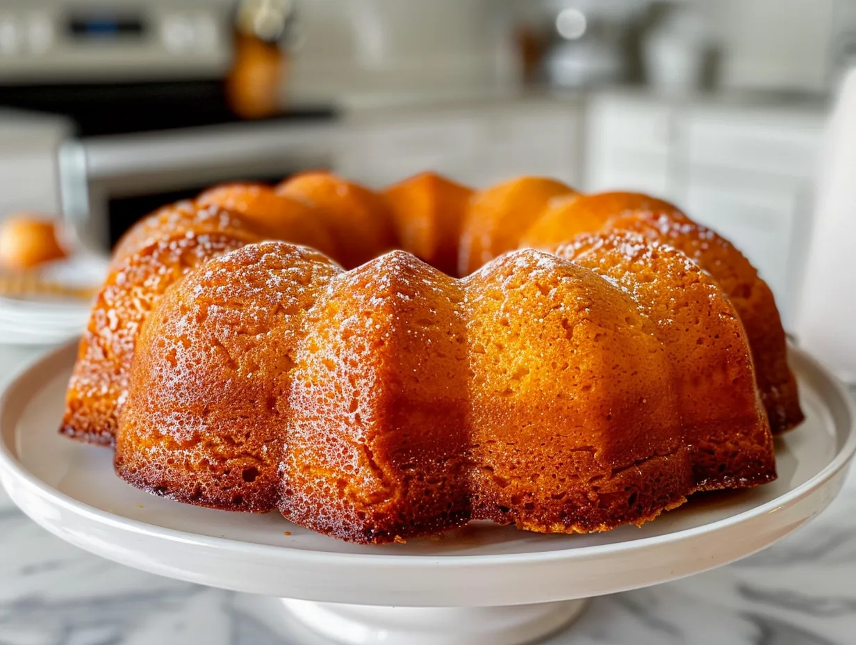 A perfectly baked Buttermilk Pumpkin Pound Cake, sliced and ready to be enjoyed.