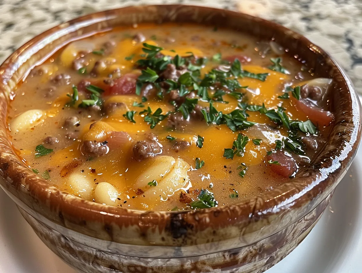 A Steaming Bowl of Cheeseburger Soup
