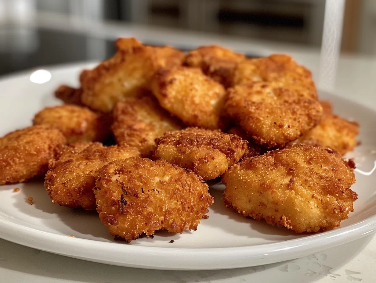A tempting plate of crispy chicken nuggets
