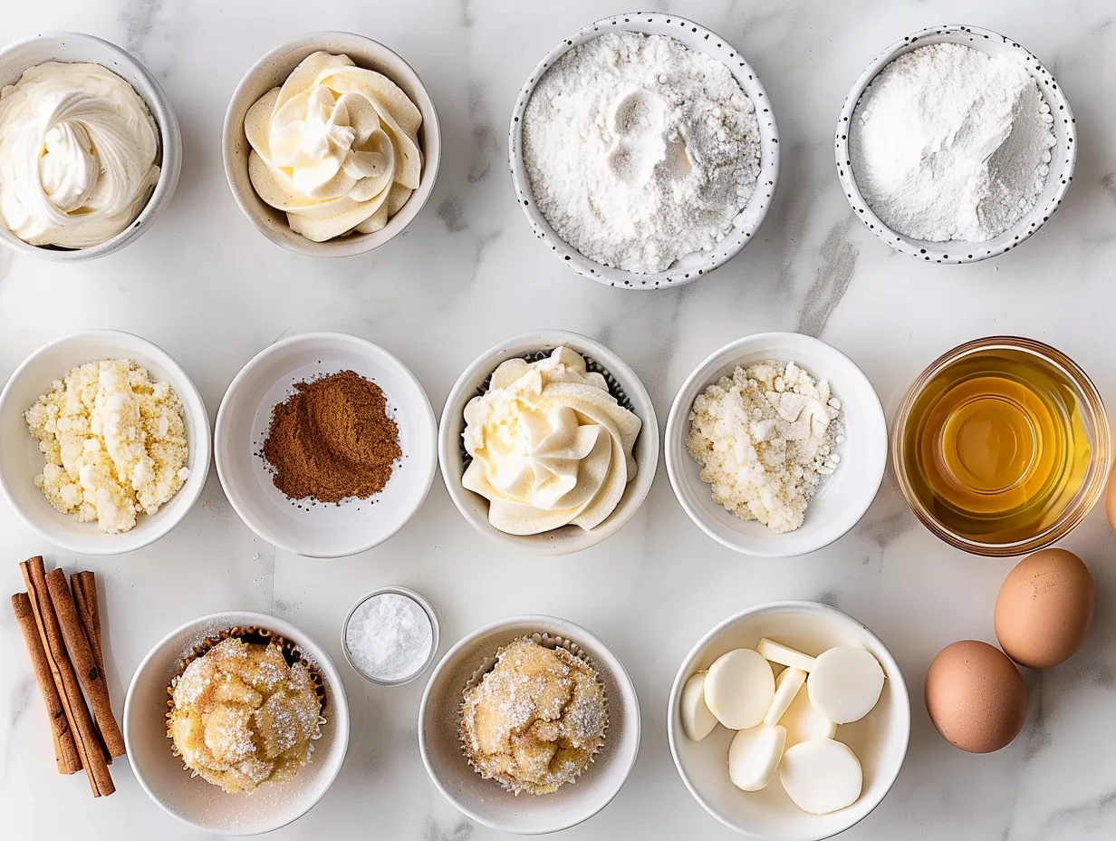 Ingredients for Homemade Apple Pie Cupcakes with Cinnamon Cream Cheese Frosting