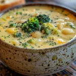 Bowl of Broccoli Cheddar Soup with Shells