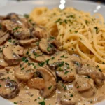 Bowl of Delicious Mushroom Stroganoff