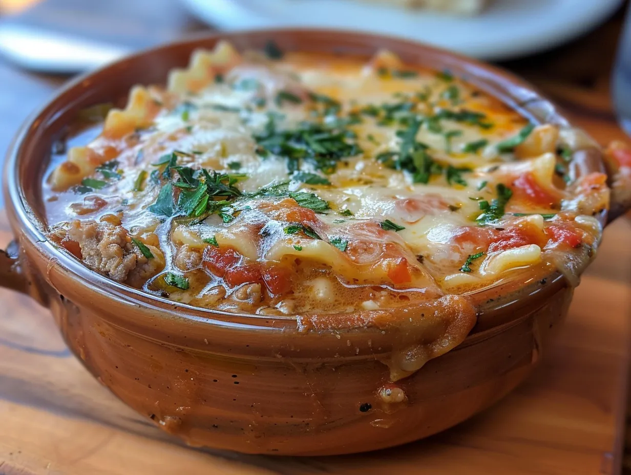 Bowl of Homemade Lasagna Soup