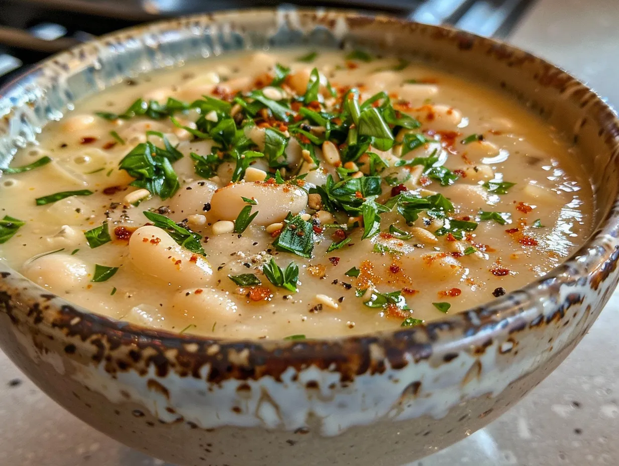 Bowl of Homemade White Bean Soup