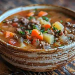 Bowl of Loaded Hamburger Soup