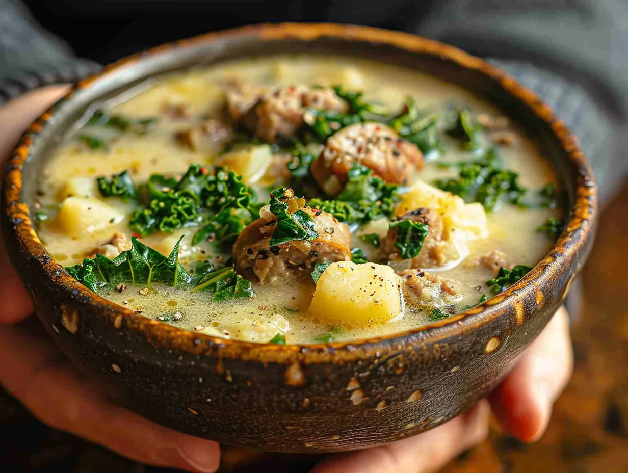 A comforting bowl of Instant Pot Zuppa Toscana Soup