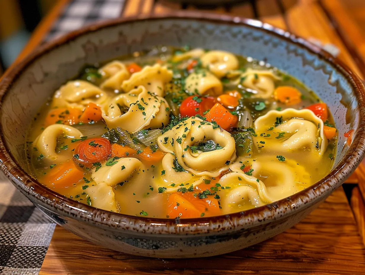 Comforting Bowl of Tortellini Vegetable Soup