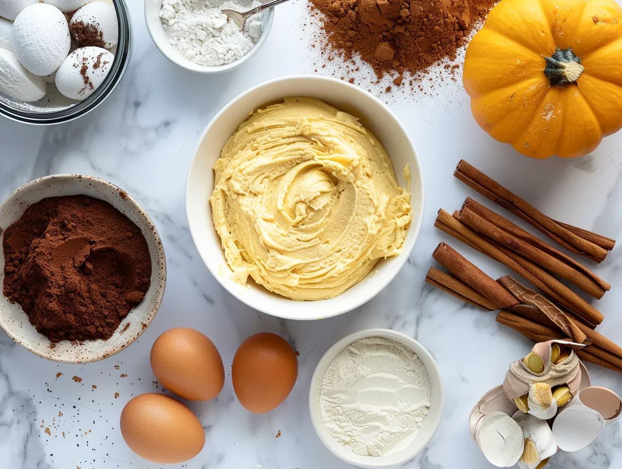 Ingredients for making Creamy Layered Pumpkin Dessert