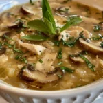 Delicious Bowl of Parmesan Mushroom Chicken Soup