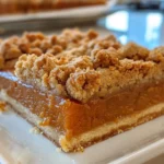 Delicious Pumpkin Pie Crumble Bars on a Wooden Surface