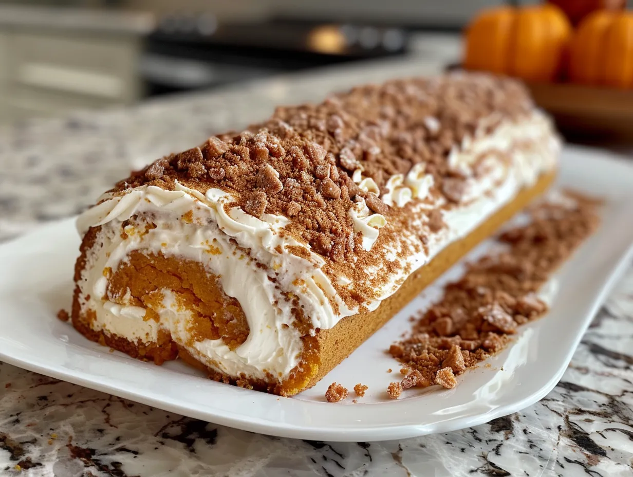 Delightful Pumpkin Cannoli Cake Roll