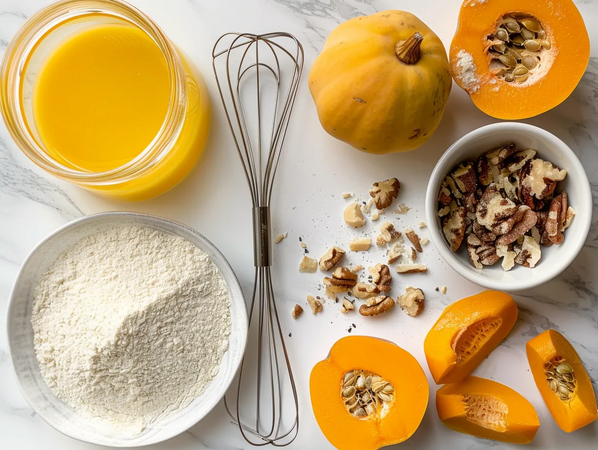 Fresh ingredients for making persimmon bread