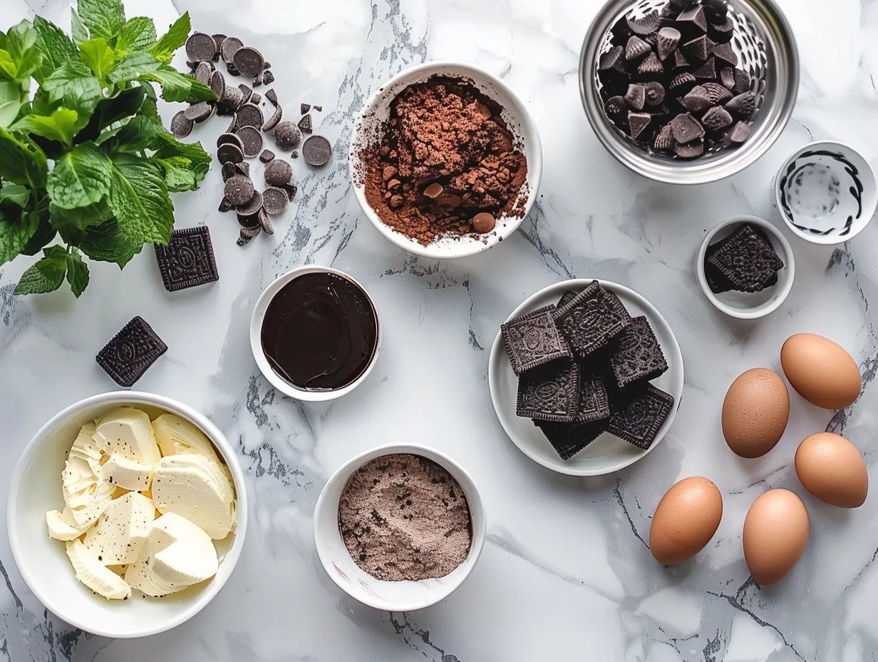 Ingredients for making Halloween Swirl Oreo Cream Cheese Brownies
