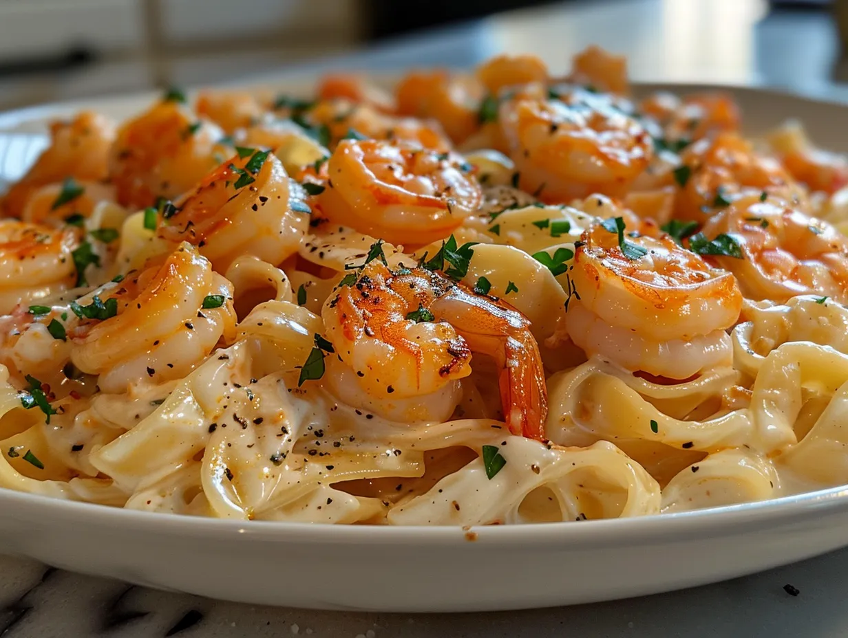 Homemade Shrimp Alfredo Delight