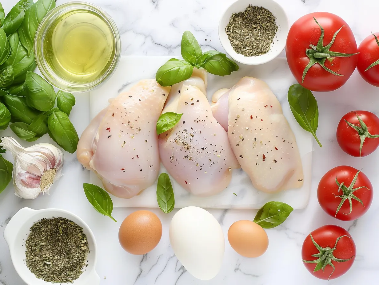 Ingredients for Mozzarella Chicken in Basil Cream Sauce