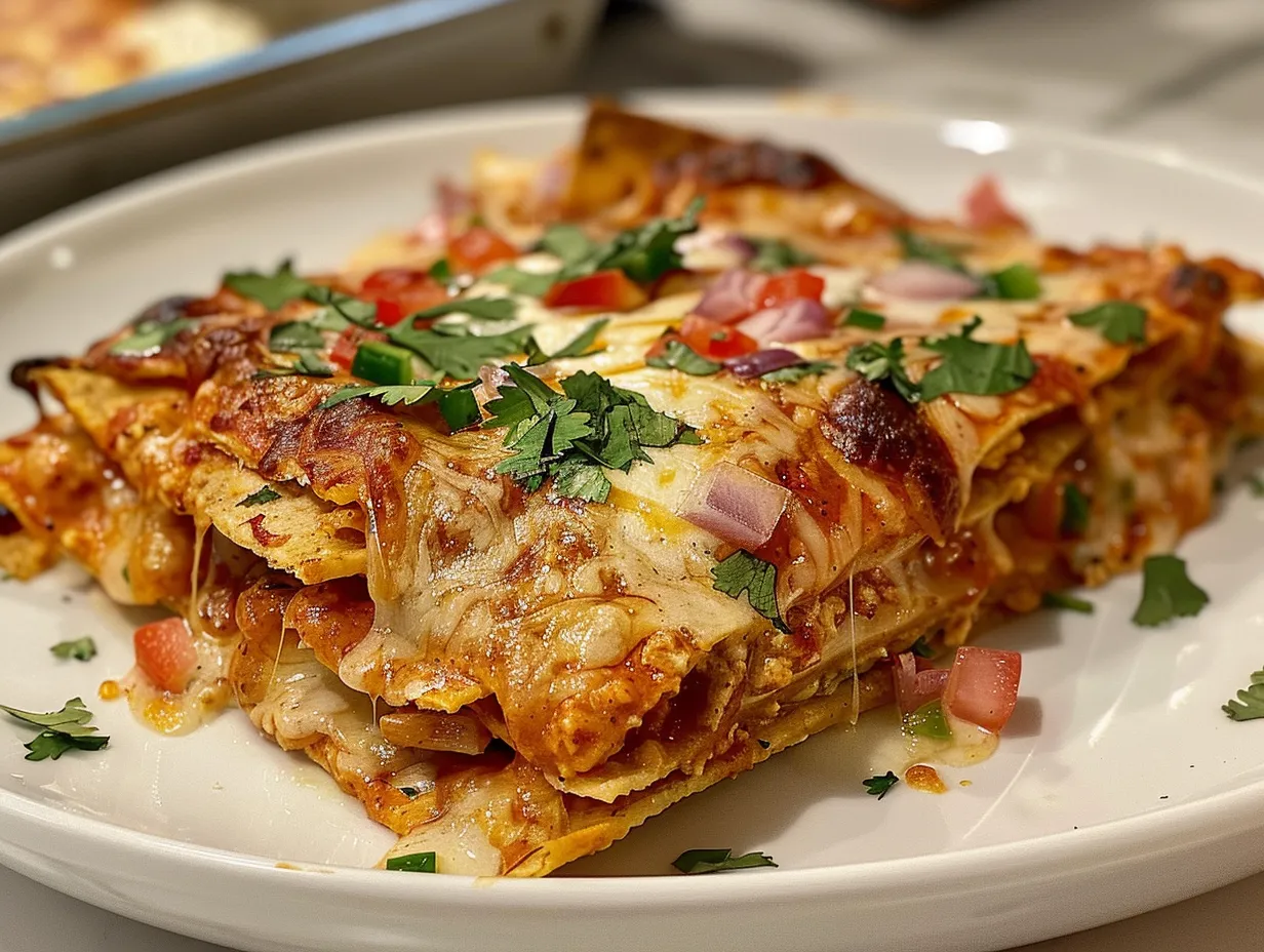 Plate of Chicken Enchilada Nachos