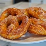 Pumpkin Cinnamon Sugar Soft Pretzels on a Plate