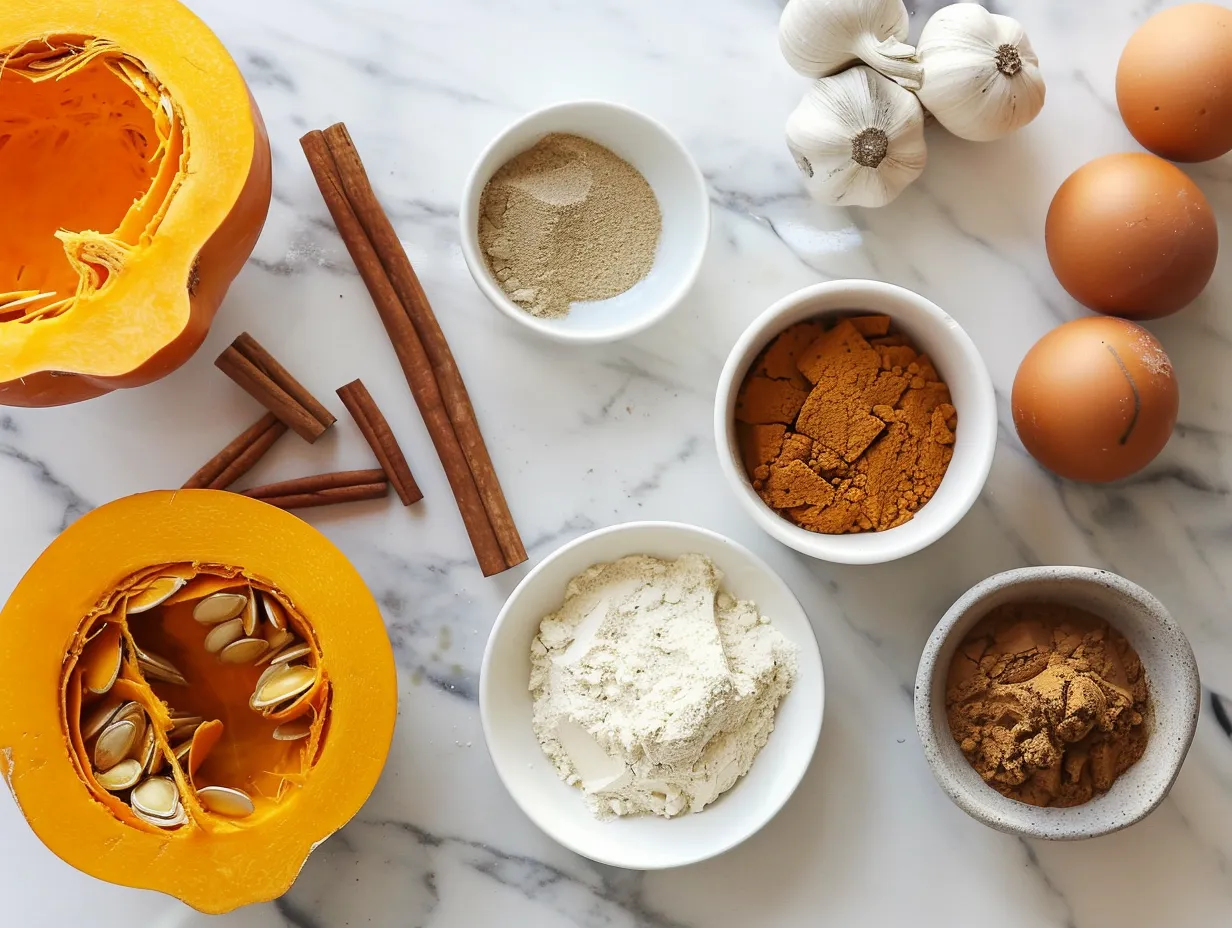 Ingredients for making pumpkin dump cake