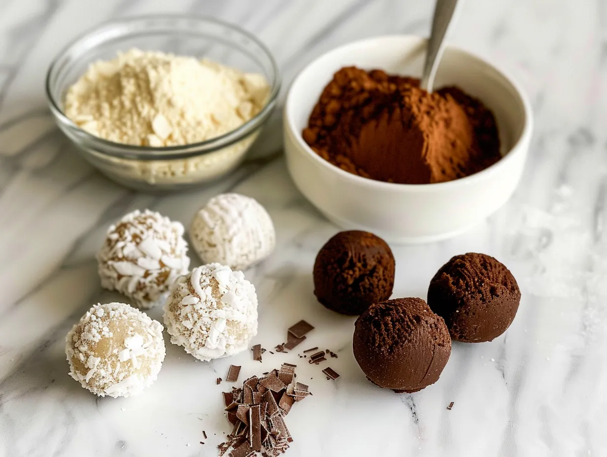 Ingredients for making homemade cake pops, including cake mix, frosting, candy melts, and sprinkles.