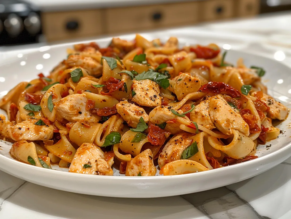Sun Dried Tomato Chicken Pasta Delight