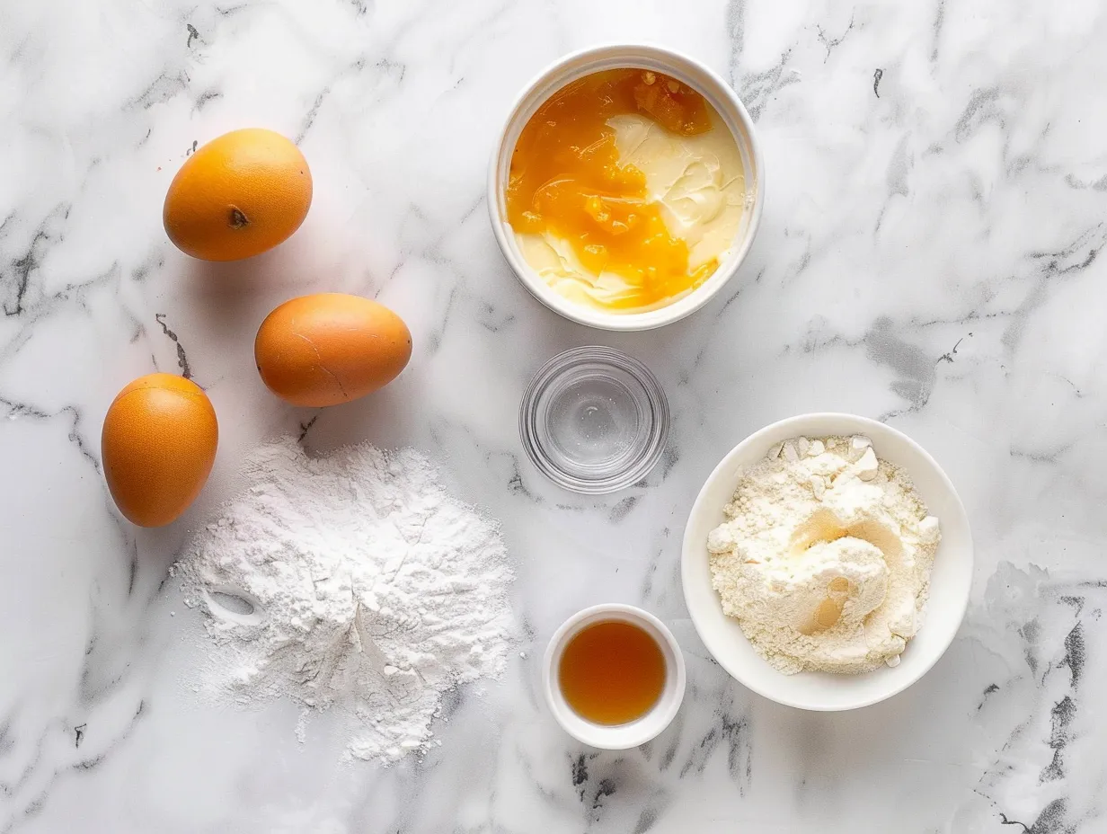 Ingredients needed to make Candy Corn Poke Cake